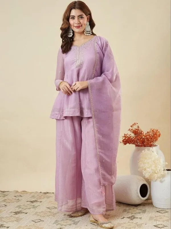 Lavender_Crinkle_A_Line_Embroidered_Kurta_Set_For_Women