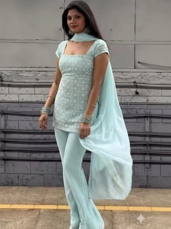 Sky_Blue_Georgette_Regular_Sequin_Embroidered_Kurta_Set_For_Women