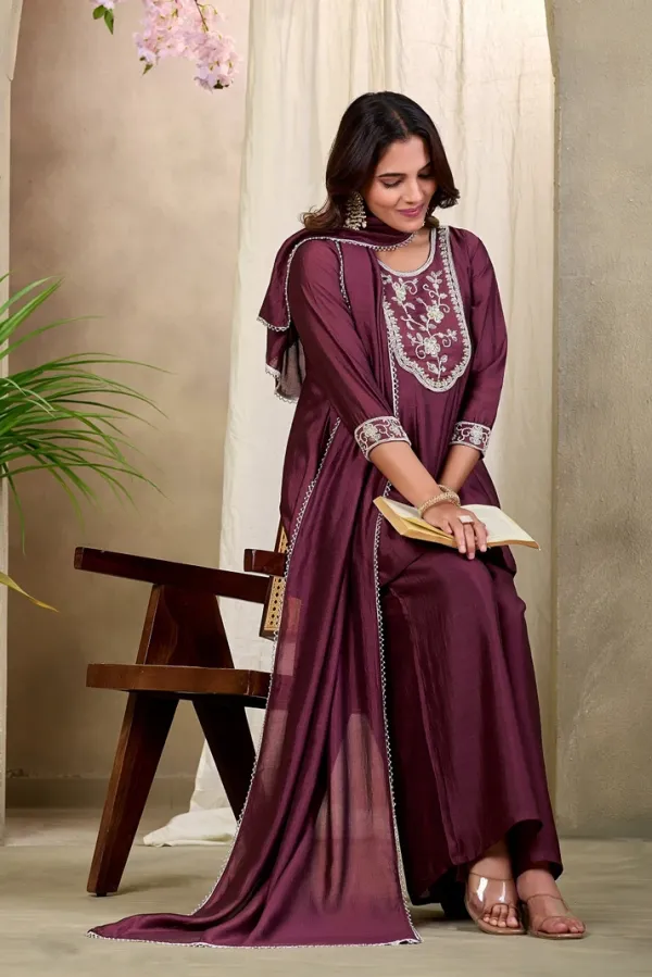 Earth_Silk_Embroidered_Beadswork_Peplum_Kurti_And_Sharara_Set_With_Dupatta
