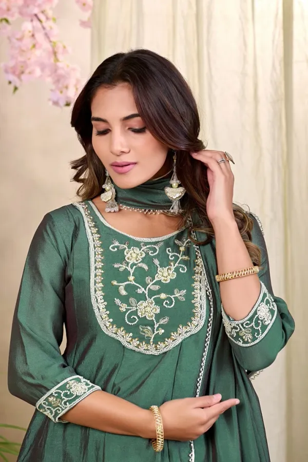 Earth_Silk_Embroidered_Beadswork_Peplum_Kurti_And_Sharara_Set_With_Dupatta