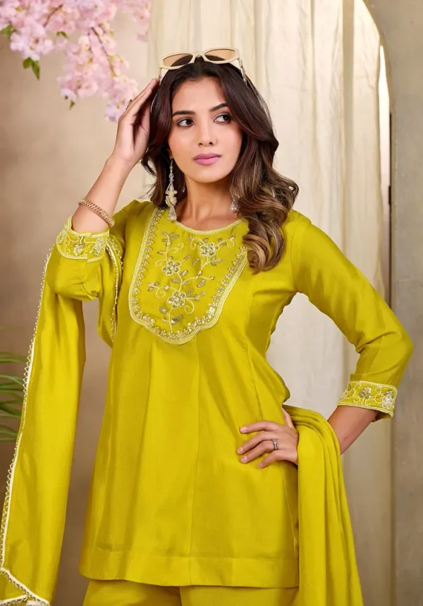 Earth_Silk_Embroidered_Beadswork_Peplum_Kurti_And_Sharara_Set_With_Dupatta