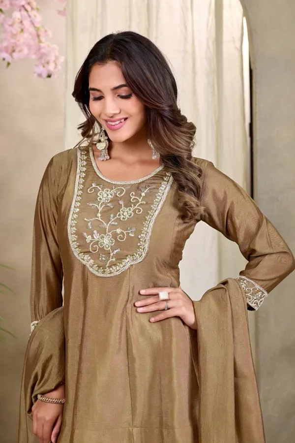 Earth_Silk_Embroidered_Beadswork_Peplum_Kurti_And_Sharara_Set_With_Dupatta