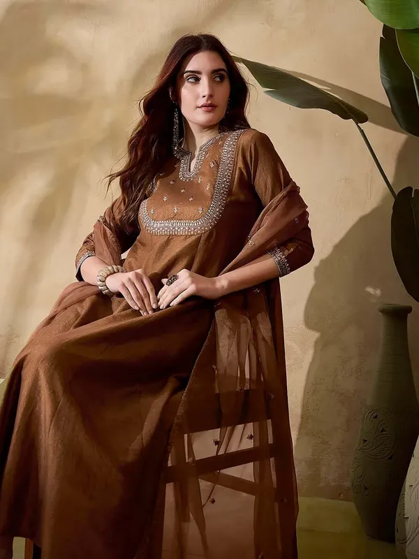 Chiku_Cotton_A_Line_Embroidered_Sequinned_Kurta_Set_For_Women