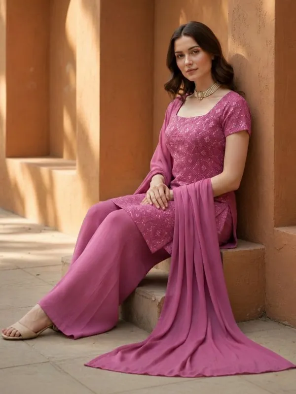 Mauve_Pink_Georgette_Regular_Embroidered_Kurta_Set_For_Women