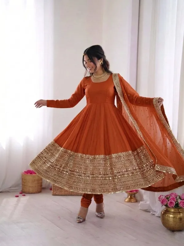 Orange_Roman_Silk_Anarkali_Sequence_Embroidered_Anarkali_Set_For_Women