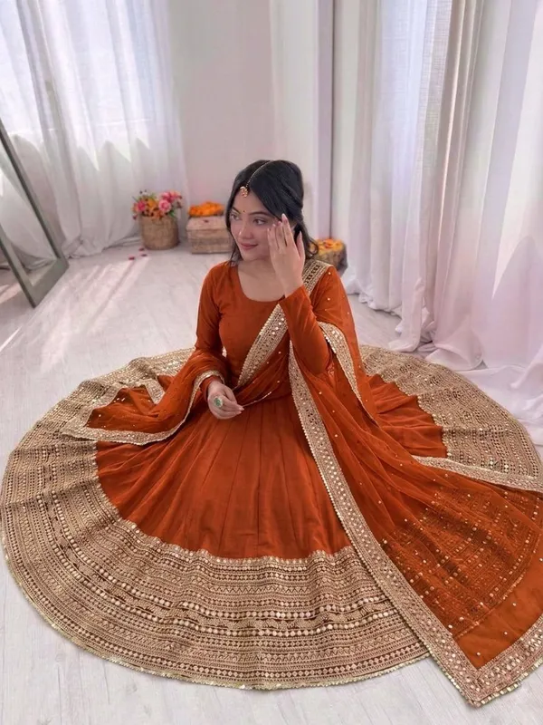 Orange_Roman_Silk_Anarkali_Sequence_Embroidered_Anarkali_Set_For_Women
