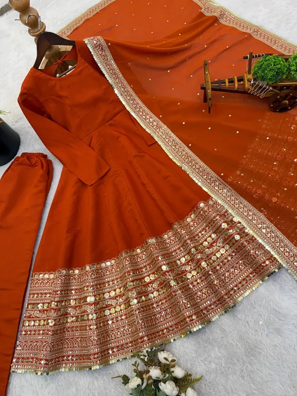 Orange_Roman_Silk_Anarkali_Sequence_Embroidered_Anarkali_Set_For_Women