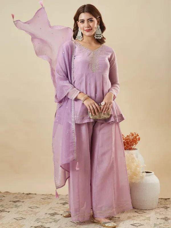 Lavender_Crinkle_A_Line_Embroidered_Kurta_Set_For_Women