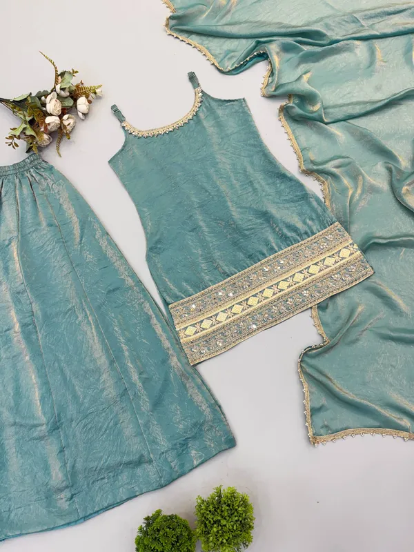 Sky_Blue_Art_Silk_Regular_Embroidered_Kurta_&_Sharara_Set_For_Women