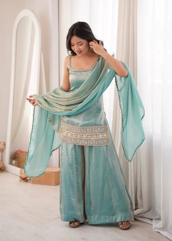 Sky_Blue_Art_Silk_Regular_Embroidered_Kurta_&_Sharara_Set_For_Women
