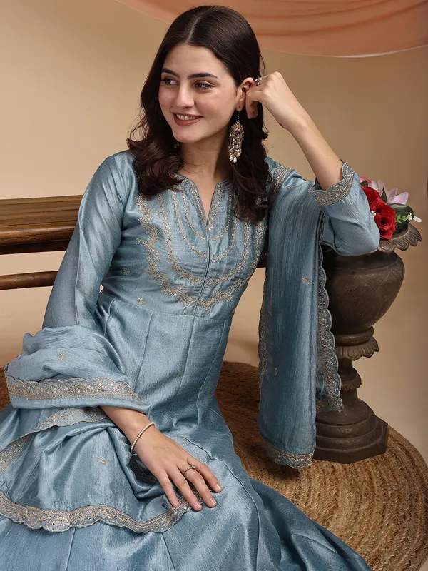 Blue_Cotton_Anarkali_Ethnic_Embroidered_Kurta_Set_For_Women