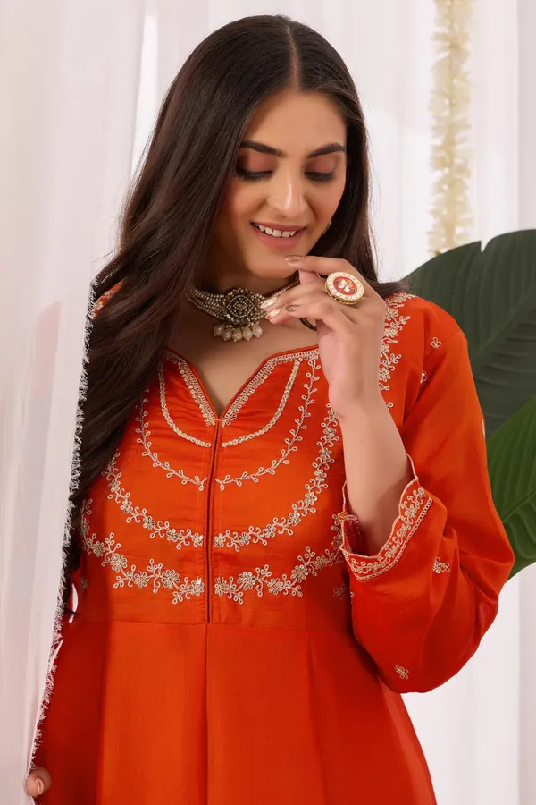 Orange_Cotton_Anarkali_Ethnic_Embroidered_Kurta_Set_For_Women