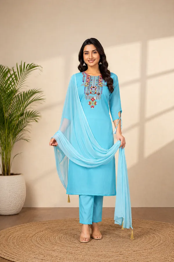 Women_Ethnic_Motifs_Embroidered_Regular_Thread_Work_Kurta_with_Trousers_&_With_Dupatta