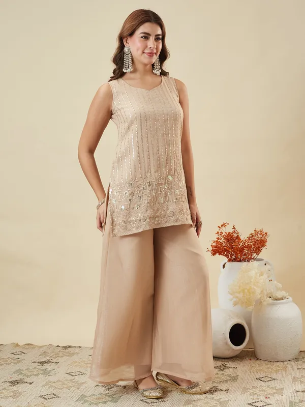 Cream_Silk_Straight_Embroidered_Kurta_With_Palazzo_Set_For_Women