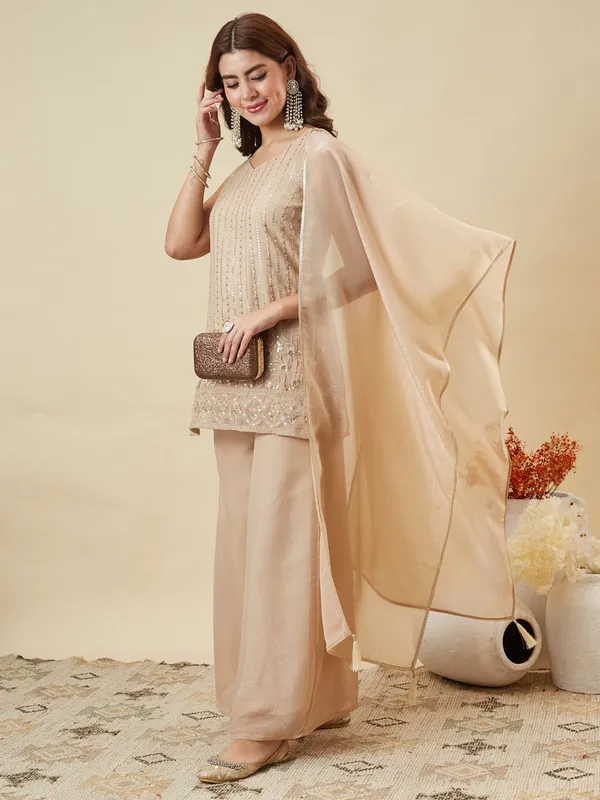 Cream_Silk_Straight_Embroidered_Kurta_With_Palazzo_Set_For_Women