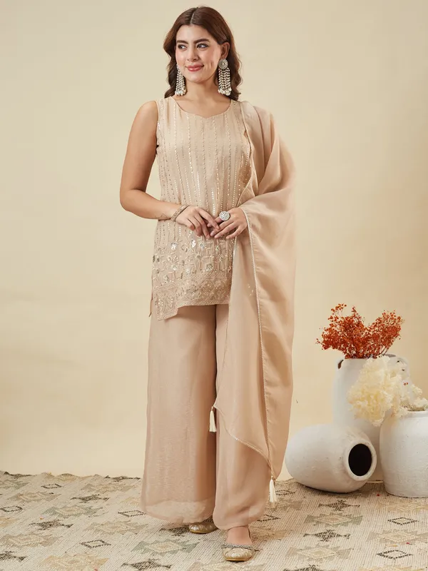 Cream_Silk_Straight_Embroidered_Kurta_With_Palazzo_Set_For_Women