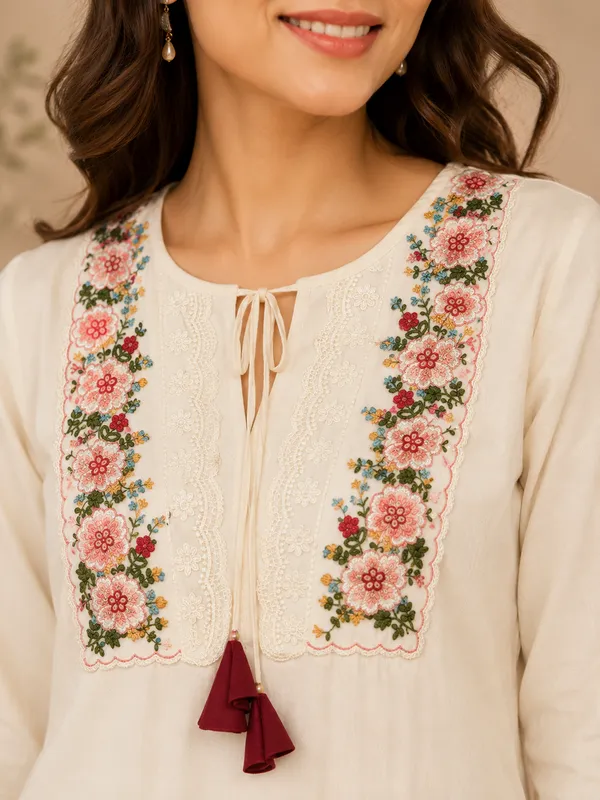Women_Floral_Thread_Embroidered_V-Neck_Kurta_with_Trousers_&_Printed_Dupatta