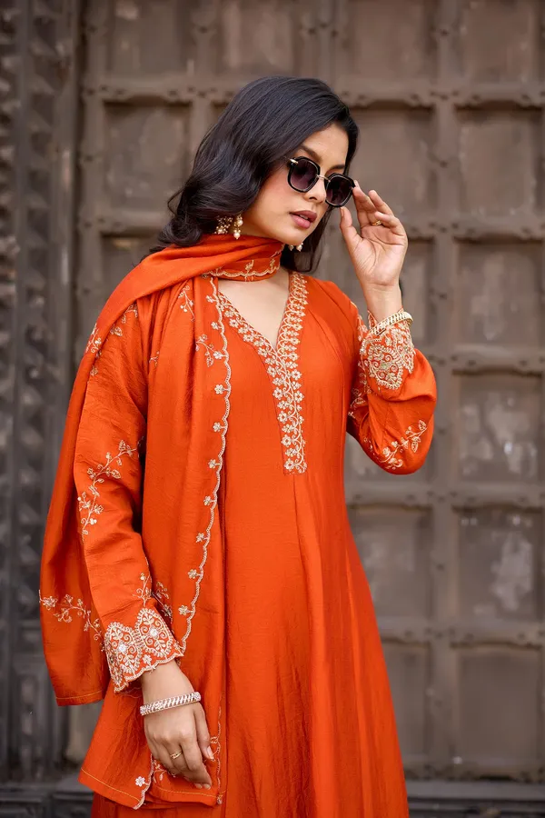Orange_Silk_Anarkali_Embroidered_Kurta_Set_For_Women