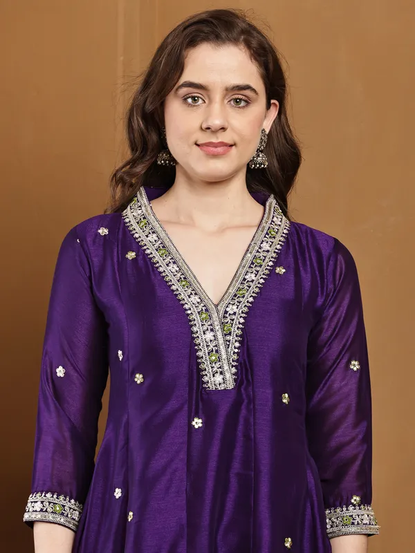 Purple_Silk_A_Line_Ethnic_Embroidered_Anarkali_Kurta_Set_For_Women