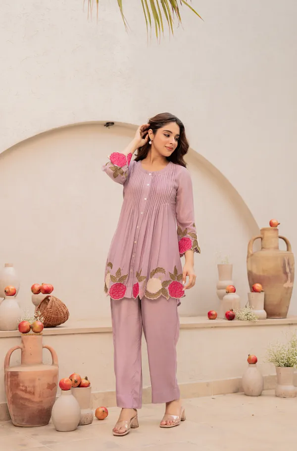 Lavender_Chanderi_Silk_A_Line_Floral_Embroidered_Kurta_Set_For_Women