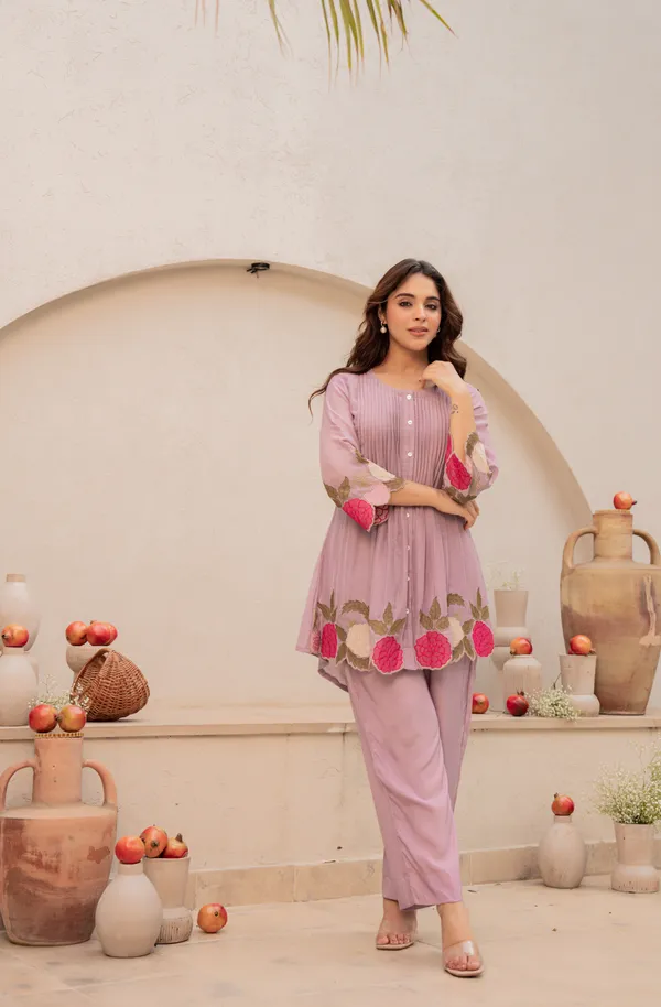 Lavender_Chanderi_Silk_A_Line_Floral_Embroidered_Kurta_Set_For_Women