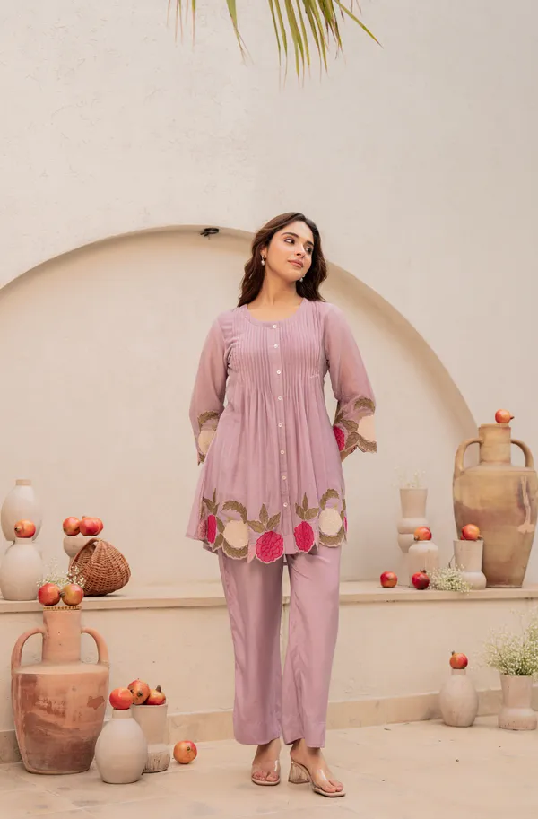 Lavender_Chanderi_Silk_A_Line_Floral_Embroidered_Kurta_Set_For_Women
