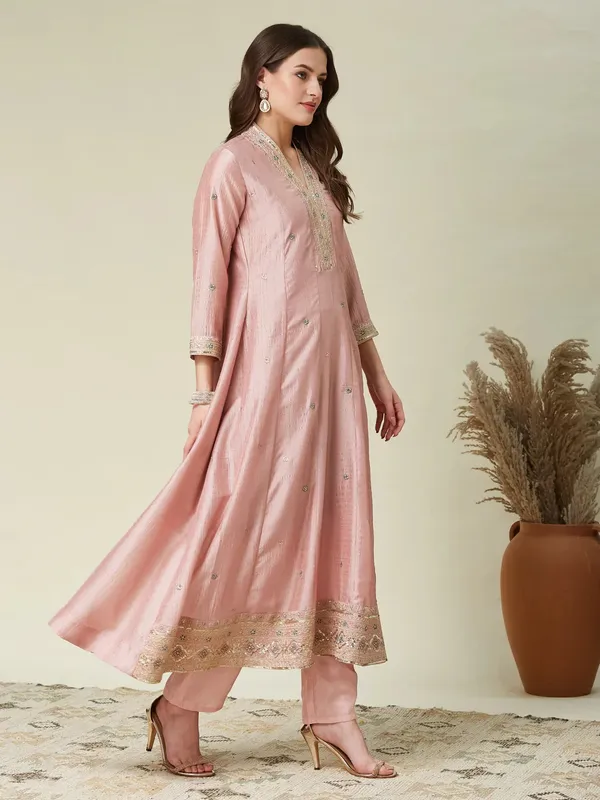 Light_Pink_Vichitra_Silk_Anarkali_Embroidered_Kurta_Set_For_Women