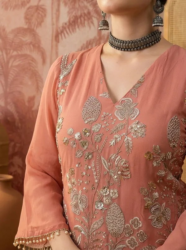 Peach_Crinkle_Silk_Straight_Floral_Embroidered_Kurta_Set_For_Women
