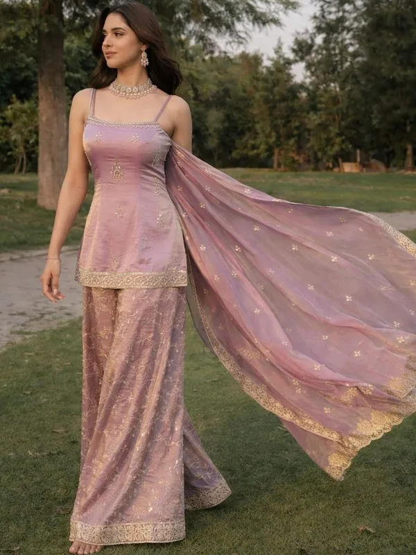 Mauve_Pink_Fendi_Satin_Regular_Floral_Embroidered_Kurta_Set_For_Women