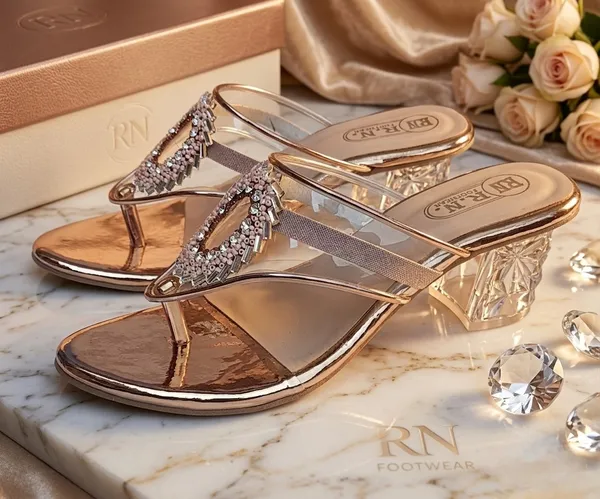 Rose_Gold_Synthetic_Crystal_Embellished_Block_Heel_Sandals_For_Women