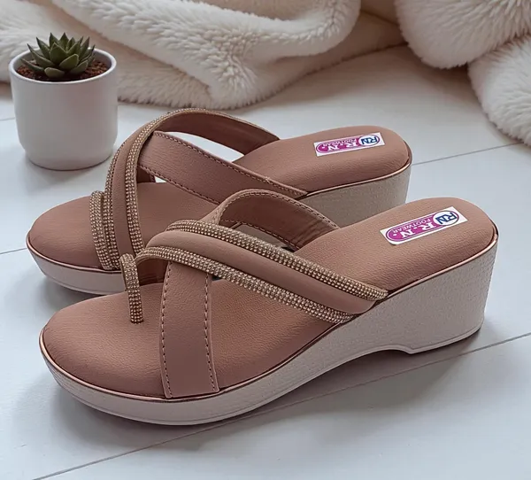 Peach_Synthetic_Embellished_Toe_Ring_Wedge_Sandals_For_Women