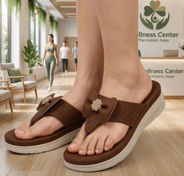 Brown_Synthetic_Leather_Perforated_T-Strap_Wedge_Sandals_For_Women