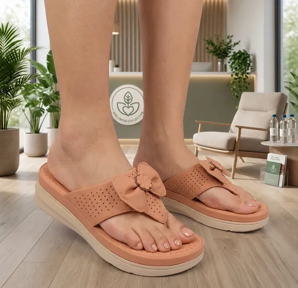Peach_Synthetic_Leather_Perforated_Wedge_Sandals_For_Women