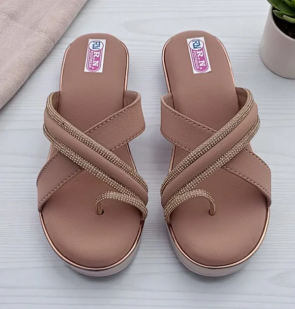 Peach_Synthetic_Embellished_Toe_Ring_Wedge_Sandals_For_Women