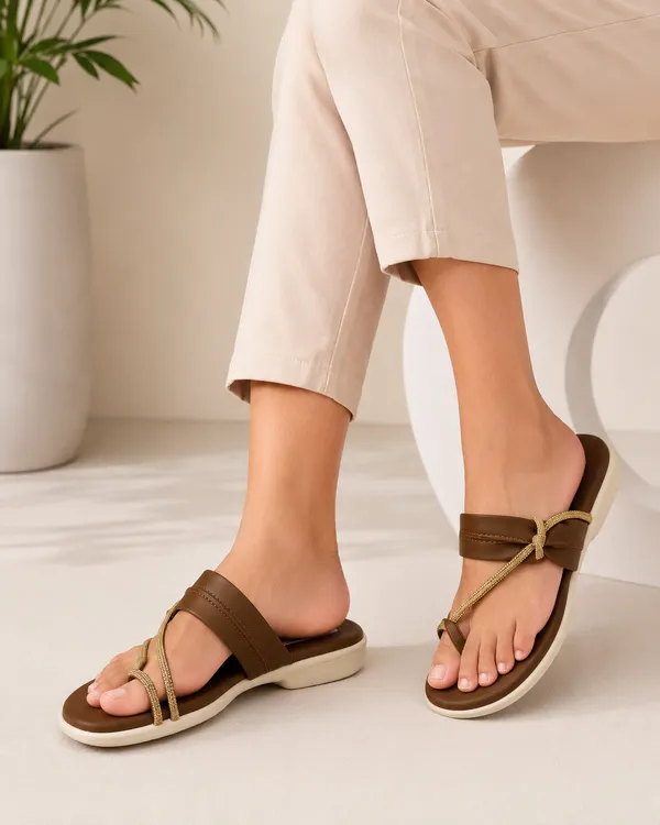 Brown_Synthetic_Leather_Embellished_Toe_Loop_Flats_For_Women