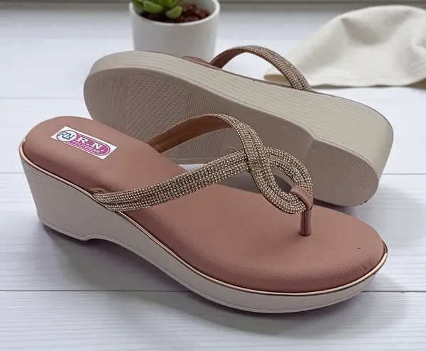 Peach_Synthetic_Embellished_Wedge_Heel_Sandals_For_Women