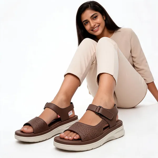 Brown_Synthetic_Perforated_Adjustable_Strap_Platform_Sandals_For_Women