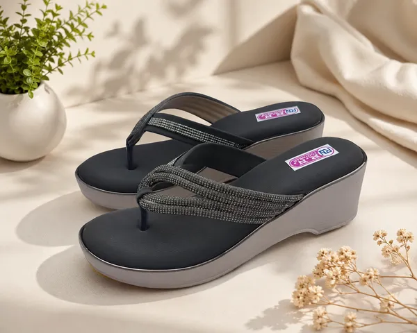 Grey_Synthetic_Leather_Embellished_Thong_Wedge_Heel_Sandals_For_Women