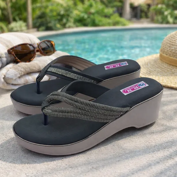 Grey_Synthetic_Leather_Embellished_Thong_Wedge_Heel_Sandals_For_Women