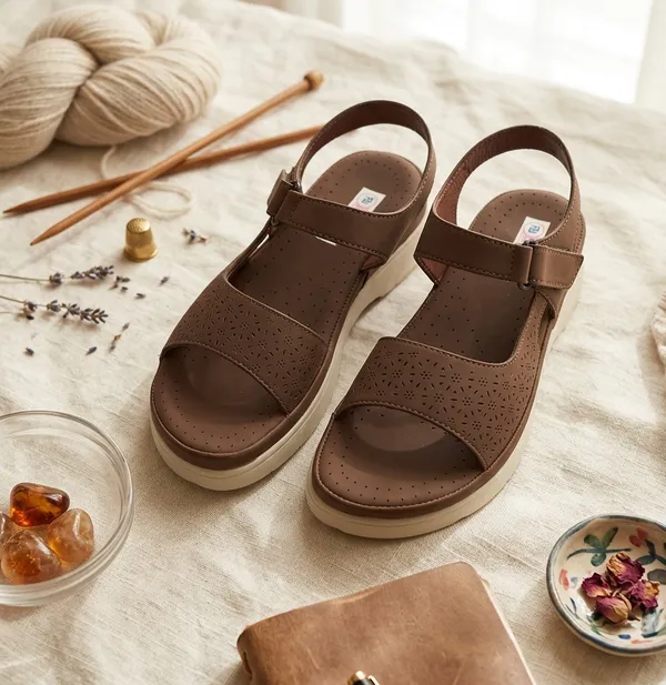 Brown_Synthetic_Perforated_Adjustable_Strap_Platform_Sandals_For_Women
