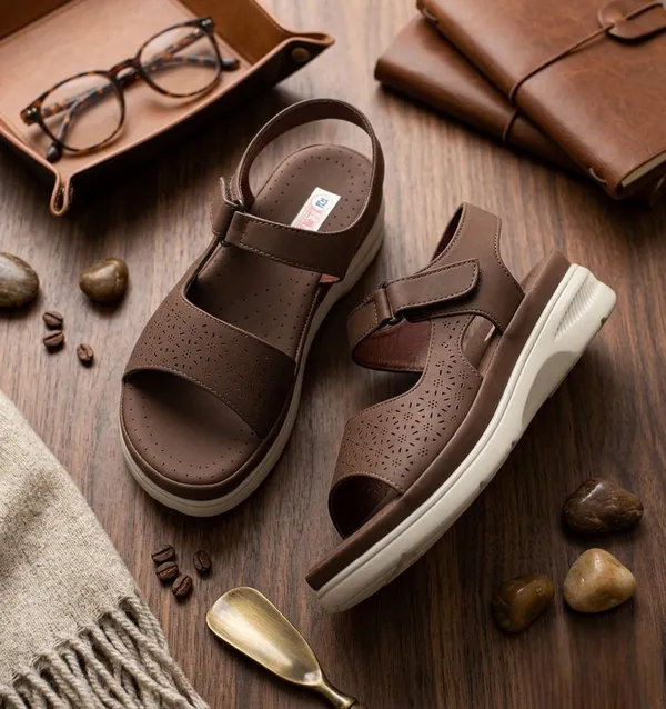 Brown_Synthetic_Perforated_Adjustable_Strap_Platform_Sandals_For_Women