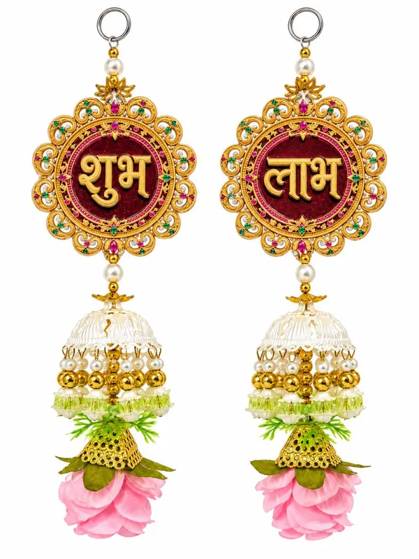 Acrylic_Traditional_Shubh_Labh_Floral_Door_Hanging_Set