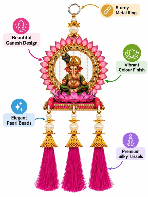 Pink_Ganesha_Lotus_Hanging_Decor_Set_Of_2