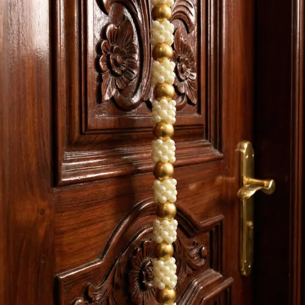 Traditional_Handcrafted_Pearl_And_Golden_Beads_Door_Hanging_Toran_With_Beautiful_Pink_Rose_Floral_Motifs_Elegant_Home_Decor_For_Main_Door_Entrance_Pooja_Room_Festive_Celebrations