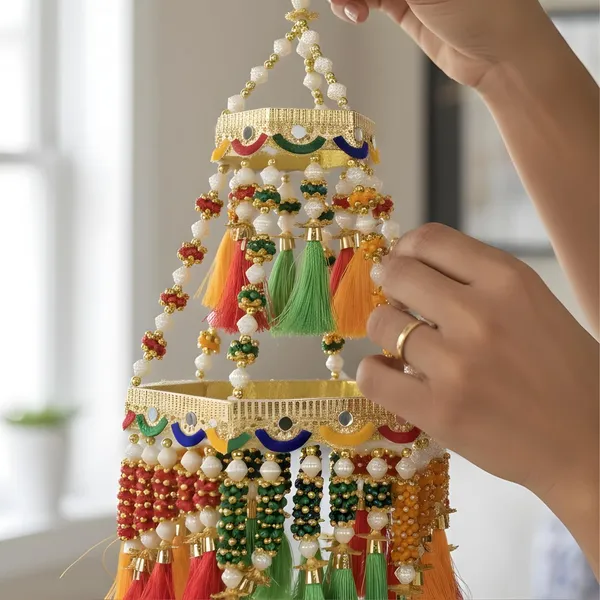 Handcrafted_Beads_Tassel_Hanging_Decoration_Traditional_Rajasthani_Style_Decorative_Hanging_For_Home_Temple_Door_Wall_Festive_Handmade_Toran_For_Diwali_Wedding_Pooja