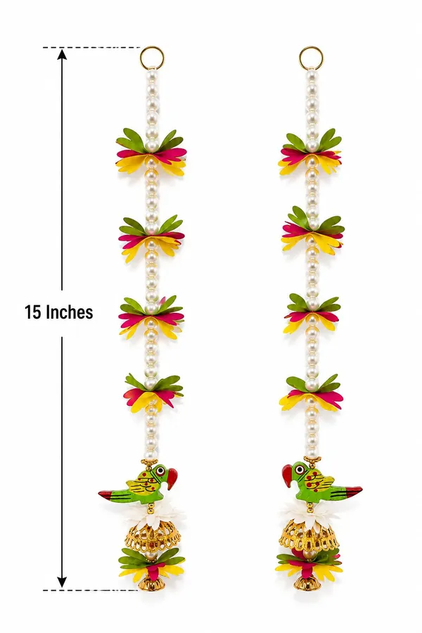 Pearl_Bead_Traditional_Floral_Peacock_Toran_-_3_Feet_Length