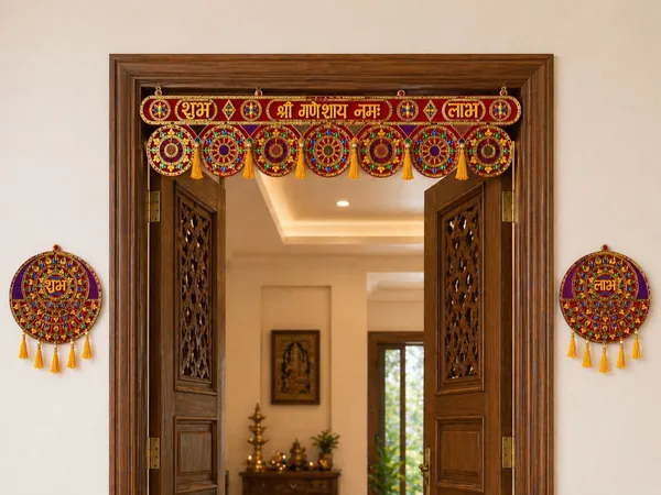 Shubh_Labh_Door_Toran_for_Main_Door_Entrance,_Shri_Ganeshaya_Namah_Wall_Hanging_for_Diwali_Decoration,_Traditional_Embroidered_Festive_Home_Decor_for_Pooja_Room_&_Mandir_(Multicolor)