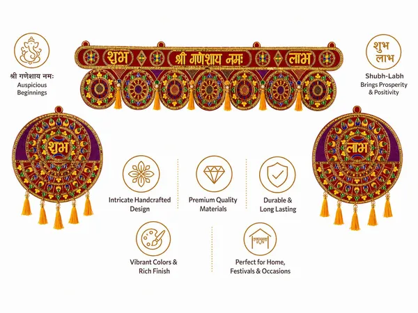 Shubh_Labh_Door_Toran_for_Main_Door_Entrance,_Shri_Ganeshaya_Namah_Wall_Hanging_for_Diwali_Decoration,_Traditional_Embroidered_Festive_Home_Decor_for_Pooja_Room_&_Mandir_(Multicolor)