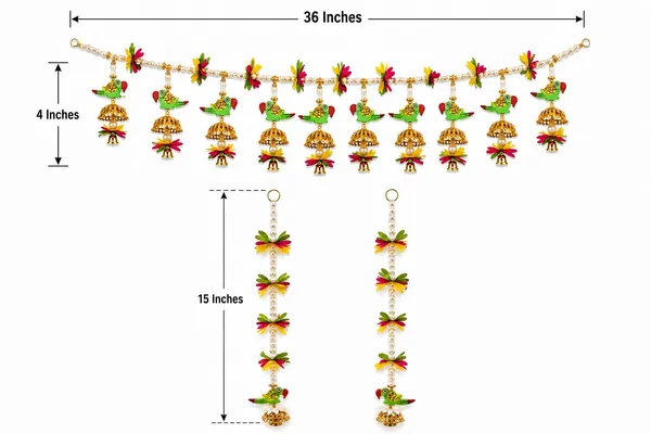 Pearl_Bead_Traditional_Floral_Peacock_Toran_-_3_Feet_Length