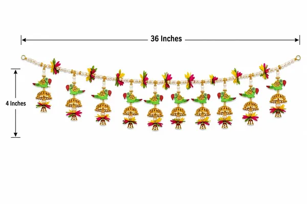 Pearl_Bead_Traditional_Floral_Peacock_Toran_-_3_Feet_Length